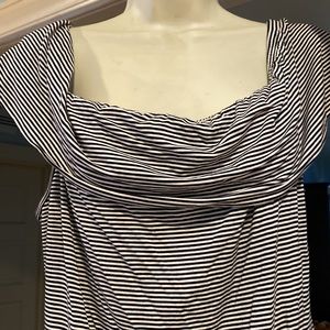 Trina Turk Size XL sleeveless stretch top shirt striped black white